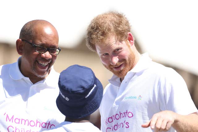 Harry with Prince Seeiso of Lesotho in 2015 