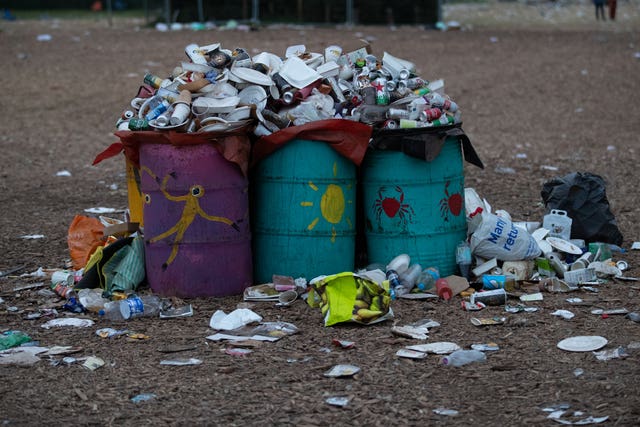 Rubbish left behind at the Glastonbury Festival 