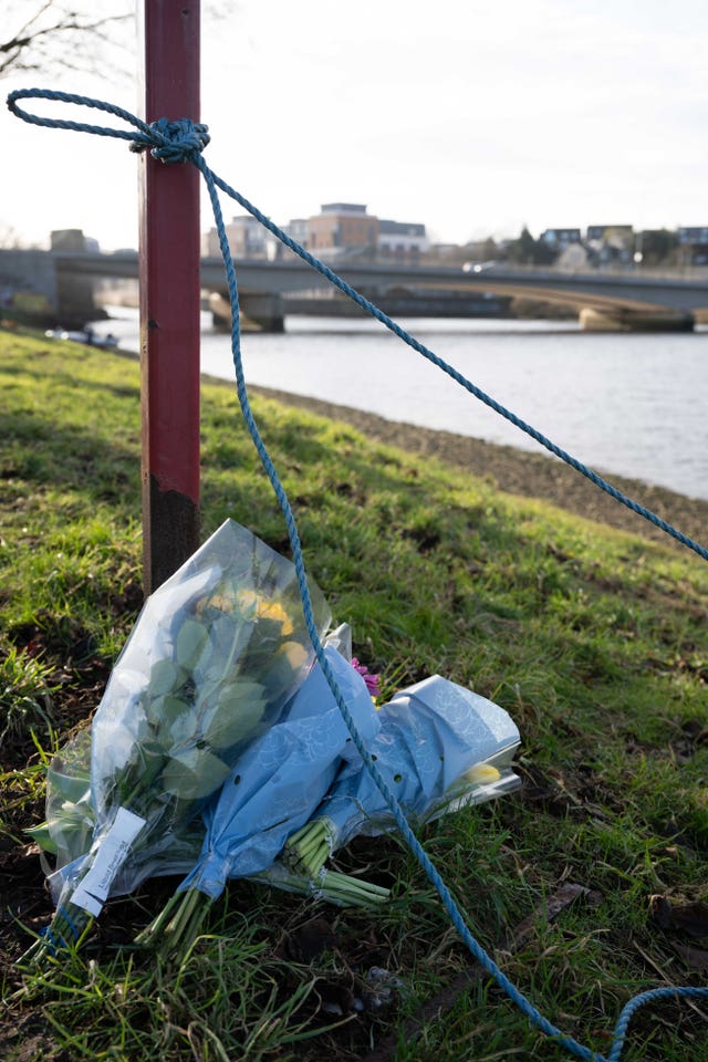 Flowers left near Queen Elizabeth Bridge