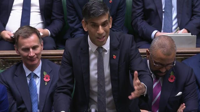 Rishi Sunak speaking during Prime Minister’s Questions