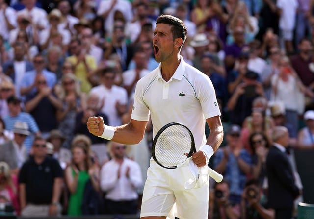 Novak Djokovic celebrates victory 
