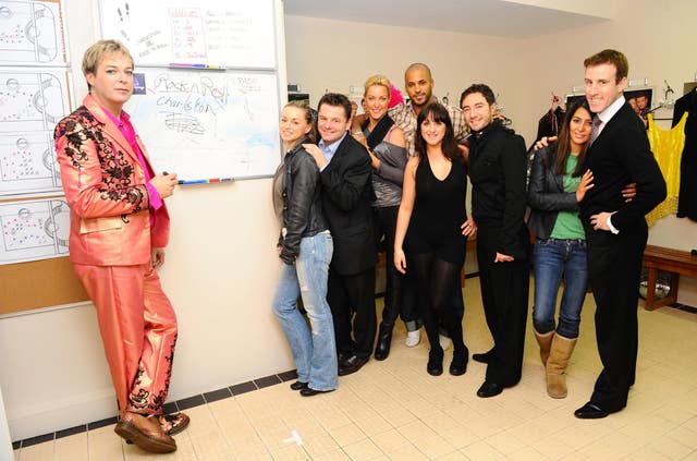 Julian Clary (left) with Strictly Come Dancing contestants (l to r) Ola Jordan, Chris Hollins, Natalie Rowe, Ricky Whittle, Natalie Cassidy, Vincent Simone, Laila Rouass and Anton Du Beke 