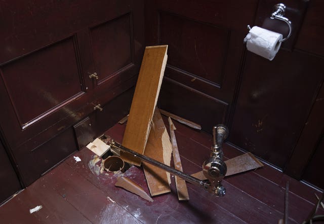 The damage caused when thieves stole an 18-carat solid gold toilet from Blenheim Palace