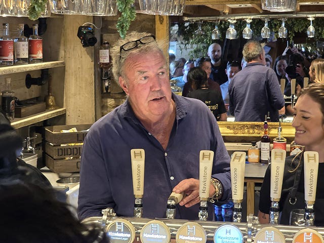 Jeremy Clarkson behind the bar of the Farmer's Dog