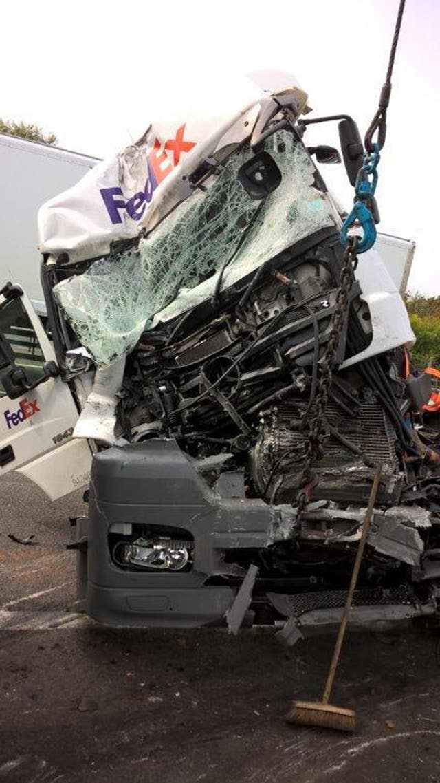 The wreckage of David Wagstaff's lorry after the crash (Thames Valley Police/PA)