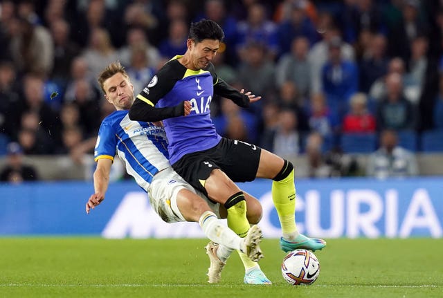 Joel Veltman (left) tackles Son Heung-min 