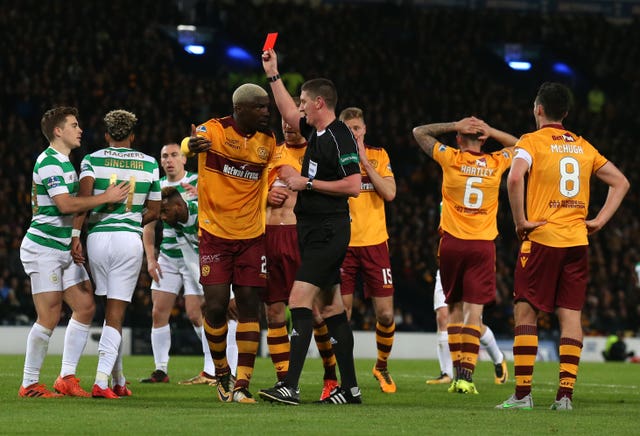 Motherwell's Cedric Kipre was sent off