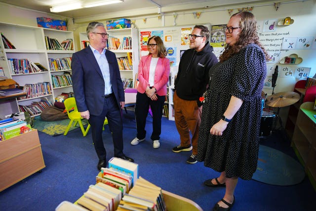 Prime Minister Sir Keir Starmer (left) during a visit to St Michael’s Junior School in Bath following the rollout of 750 new free breakfast clubs across England