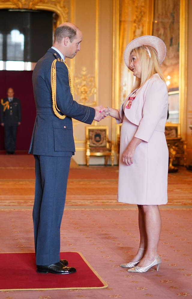 Paula Hudgel was honoured by the Prince of Wales last year (Yui Mok/PA)