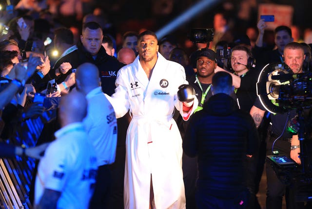 Anthony Joshua makes his way to the ring