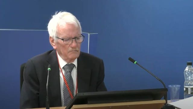 Senior fire consultant Terry Ashton giving evidence (Grenfell Tower Inquiry/PA)