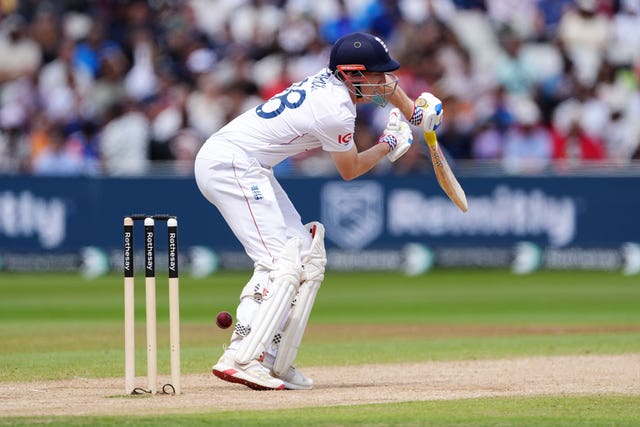 England’s Harry Brook is dismissed lbw by India’s Akash Deep