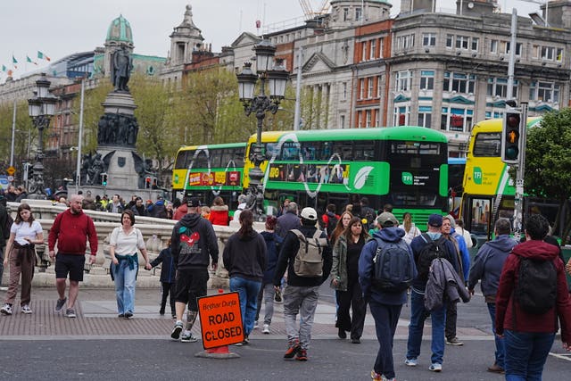 Busses stopped on O&rsquo;Connell Street in Dublin 