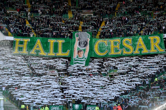 Celtic fans pay tribute to Billy McNeil before the Ladbrokes Premiership match against Kilmarnock