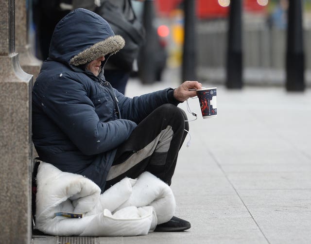 A homeless person in Victoria, London