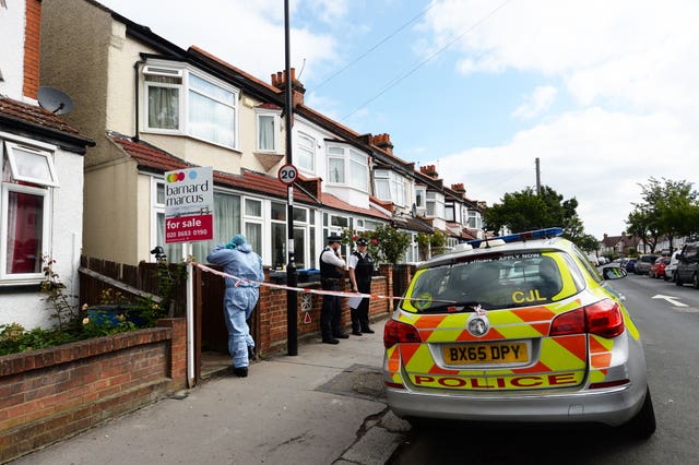 Police at the scene of the incident in Thornton Heath