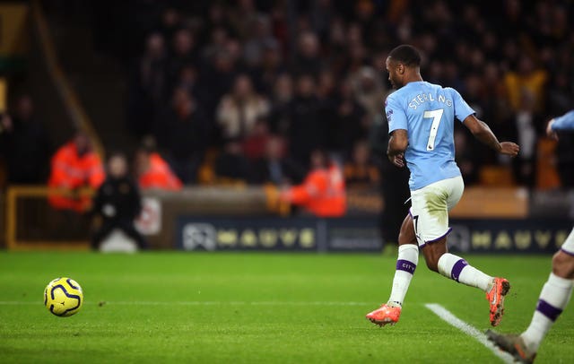 Raheem Sterling scored on the rebound from a twice-taken penalty at Molineux