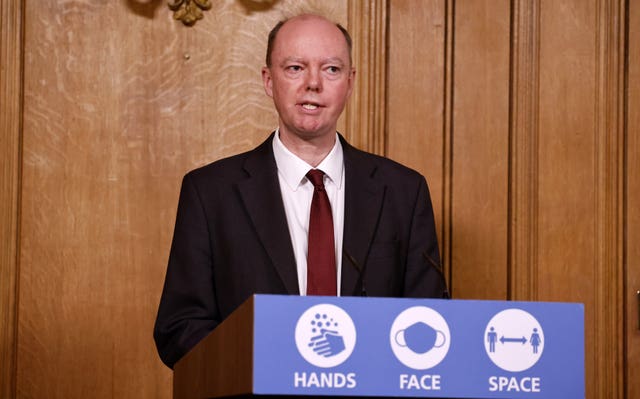 Chief medical officer Professor Chris Whitty during the latest Downing Street briefing