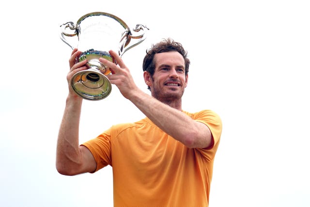 Andy Murray lifts the trophy last year's win at Surbiton