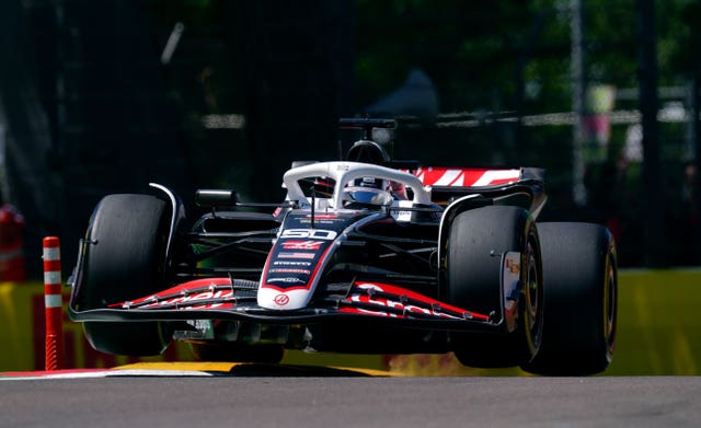 Ollie Bearman in action for Haas in practice in Imola earlier this year 