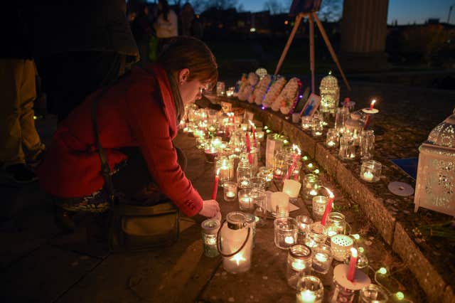 A candlelight vigil held for Gaia Pope in the Prince Albert Gardens in Swanage, Dorset