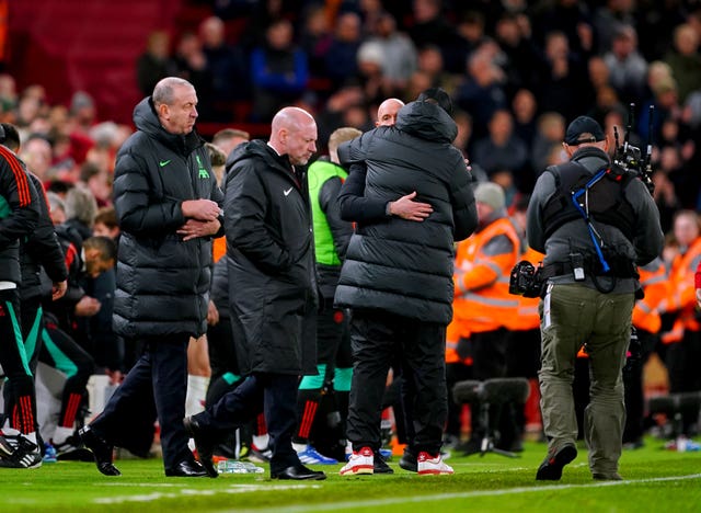 Manchester United and Liverpool played out an Anfield stalemate (Peter Byrne/PA)