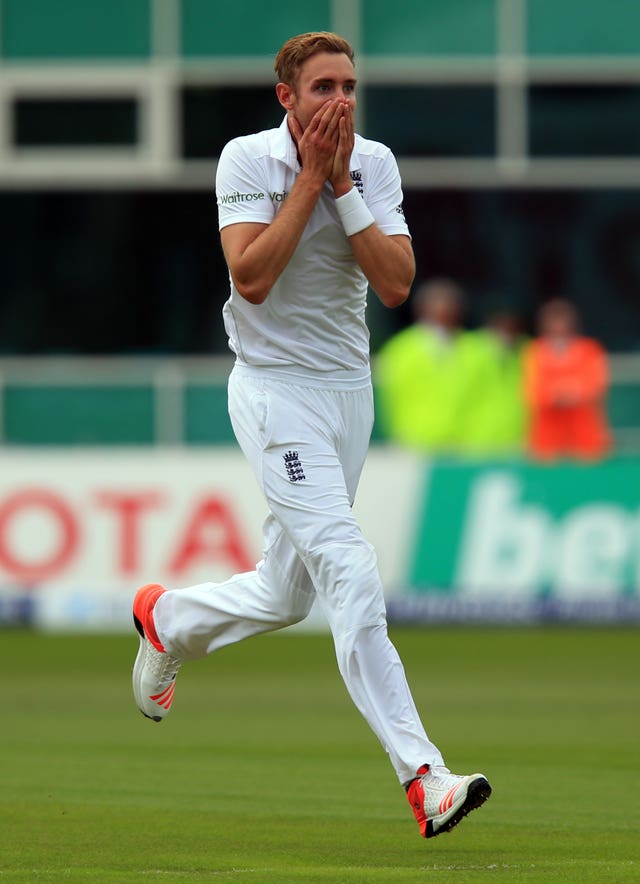 Stuart Broad celebrates the wicket of Australia’s Adam Voges at Trent Bridge in 2015