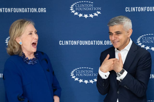 Mayor of London Sadiq Khan meets Hillary Clinton at the Clinton Foundation 