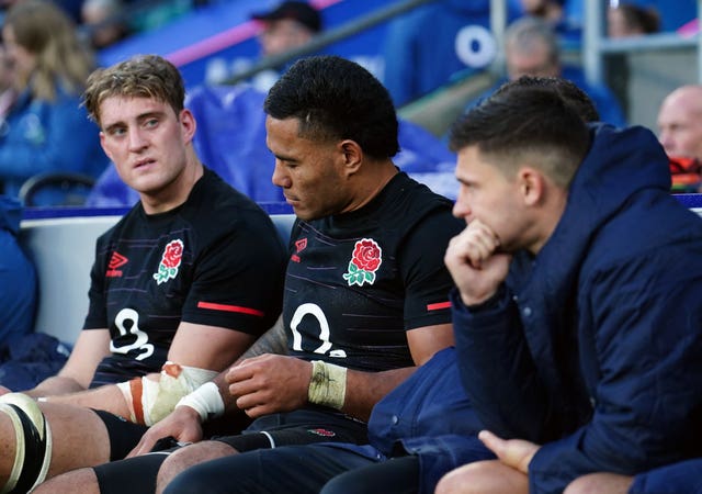 Manu Tuilagi, centre, will start the Japan Test on the bench