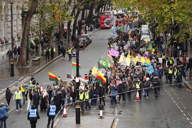 protesters march through London