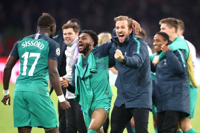 Tottenham celebrate securing a place in the Champions League final