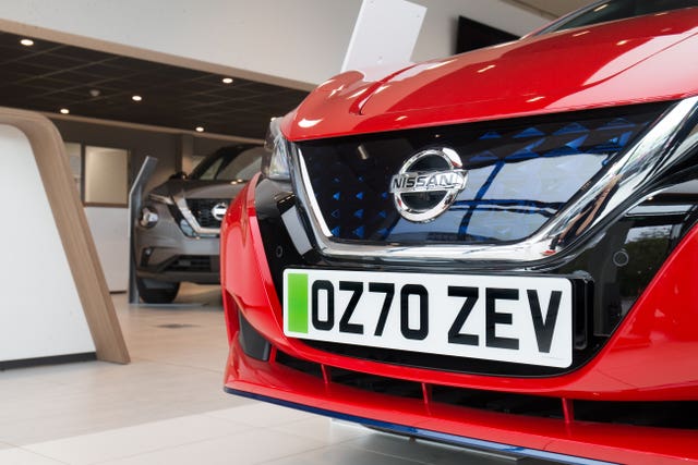 Green number plates making it easier to identify electric cars launched last month (Nissan/PA)