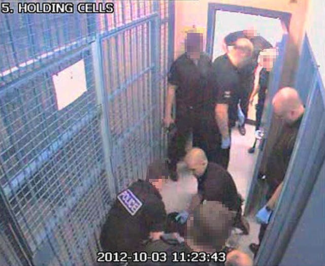 The inquest jury were shown CCTV images of Mr Orchard's restraint in custody (IPCC/PA)