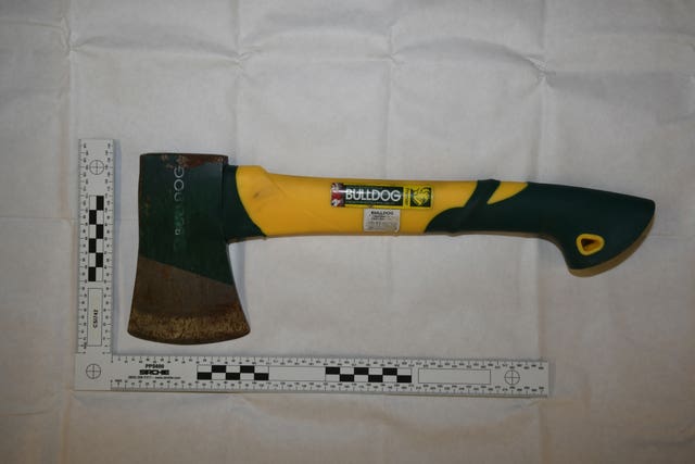 The axe used by Andrew Burfield 