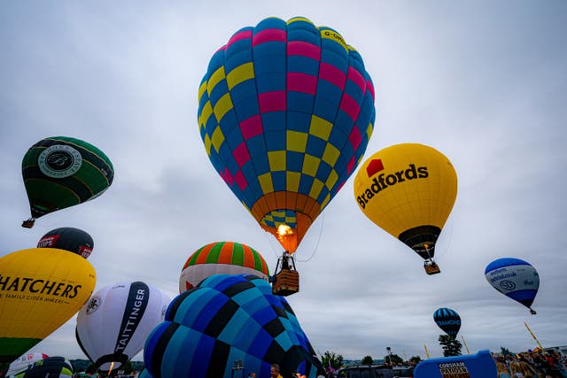 Hot air balloons lift off at the 46th Bristol International Balloon Fiesta, an annual free festival of hot air ballooning