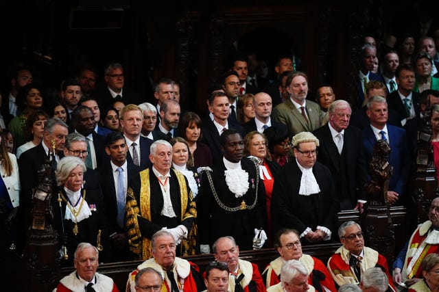 Members of the House of Commons, including Prime Minister Sir Keir Starmer, former prime Minister Rishi Sunak and Foreign Secretary David Lammy listen to the King's Speech 