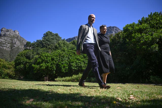 The Prince of Wales walks with Hannah Jones, CEO of the Earthshot Prize 