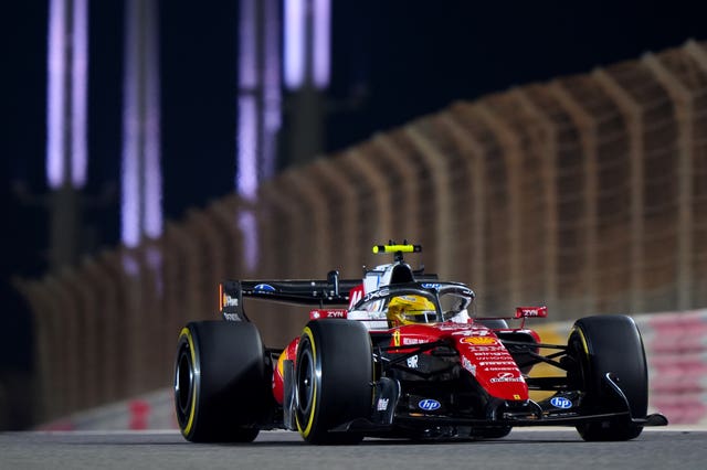 Lewis Hamilton's Ferrari during day two of pre-season practice in Bahrain.