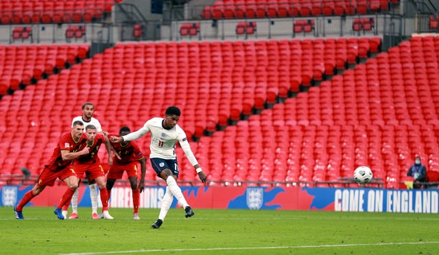 Marcus Rashford equalised for England in an empty Wembley