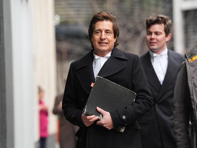 The Duke of Sussex’s barrister, David Sherborne (left) arrives at court on Tuesday (James Manning/PA)