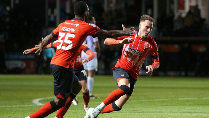 Cauley Woodrow, right, won it for Luton (Nigel French/PA)