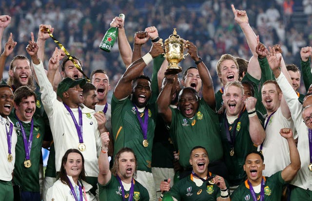 South Africa president Cyril Ramaphosa was present to join in the World Cup celebrations 