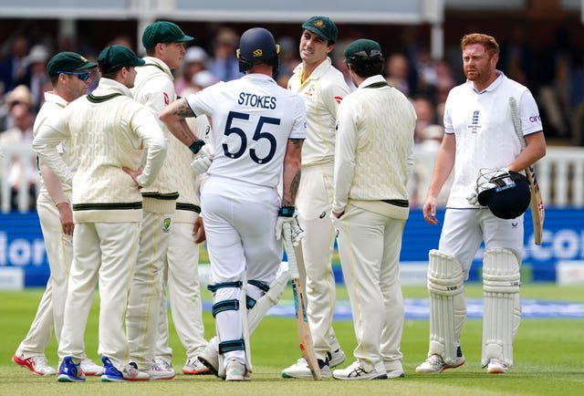 Jonny Bairstow reacts after being stumped at Lord's in the 2023 Ashes