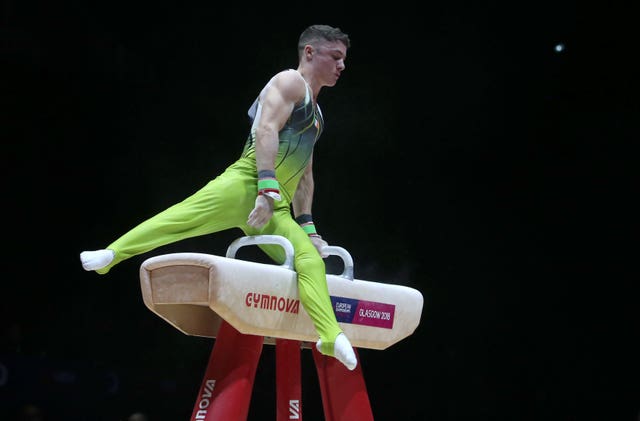 Ireland’s Rhys McClenagh on the pommel horse in the Men’s Apparatus Final during day eleven of the 2018 European Championships at The SSE Hydro, Glasgow.