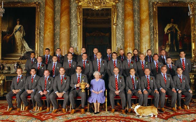 The corgis with the England rugby team