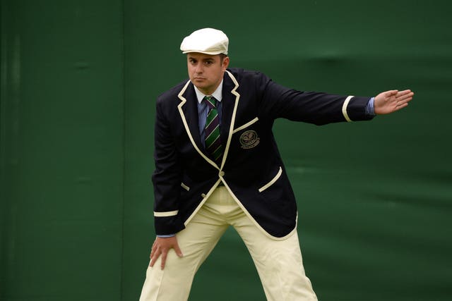 A line judge in action at Wimbledon 