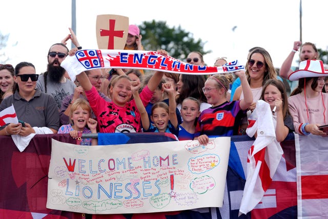 England fans waiting outside London Southend Airport for the England team to arrive.