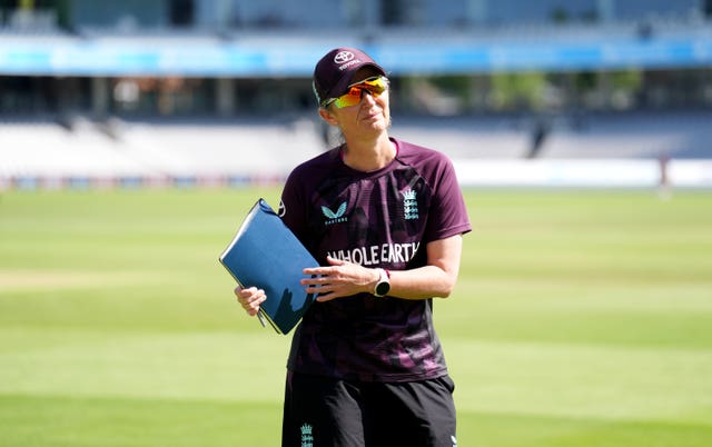 England head coach Charlotte Edwards during a net session at Lord’s