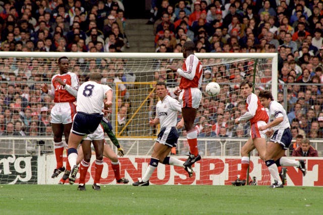 Paul Gascoigne scored a memorable free-kick as Tottenham beat Arsenal in their FA Cup semi-final clash in 1991. 