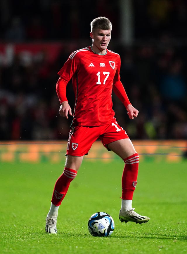Jordan James in action for Wales